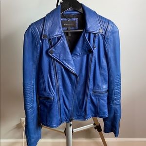 Cobalt blue leather jacket